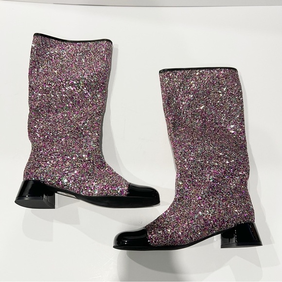 Jeffrey Campbell x Free People Mod About You Tall Boot Multi Glitter Pink 6.5 - Picture 1 of 10